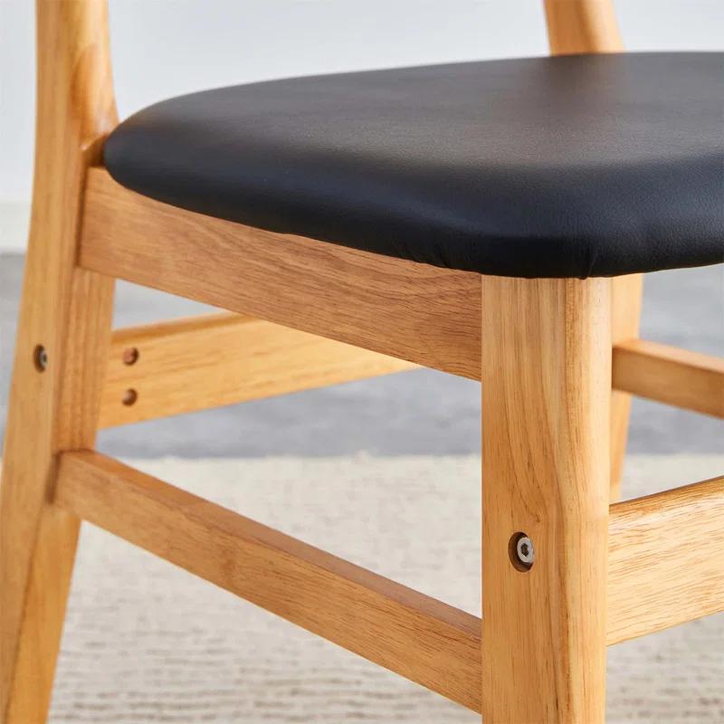 Corrigan Studio® Walshaw Table And Chair Set, Ancient Style Solid Wood Dining Table, Imitation Rattan Table Legs, Beautiful Simple Solid Wood Dining Chair, Perfect For Dinner, Meetings, Home And Office Decoration