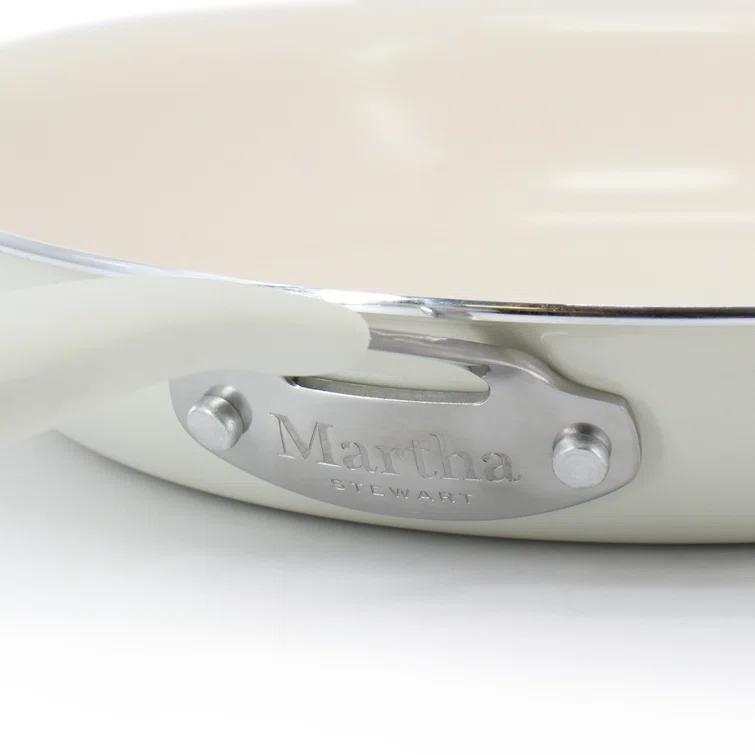 Martha Stewart Martha Stewart Everyday Charlemont 10 Inch Ceramic Nonstick Round Aluminum Frying Pan in Linen