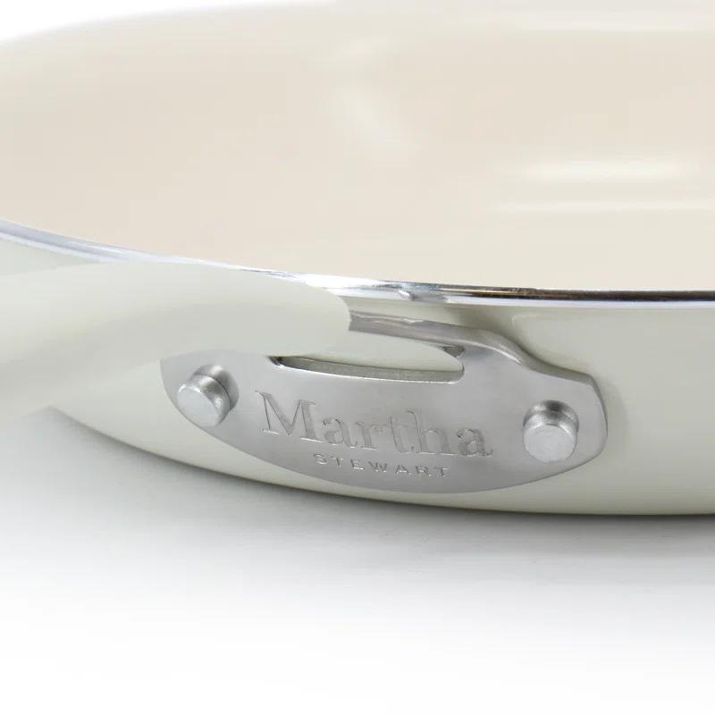 Martha Stewart Martha Stewart Everyday Charlemont 10 Inch Ceramic Nonstick Round Aluminum Frying Pan in Linen