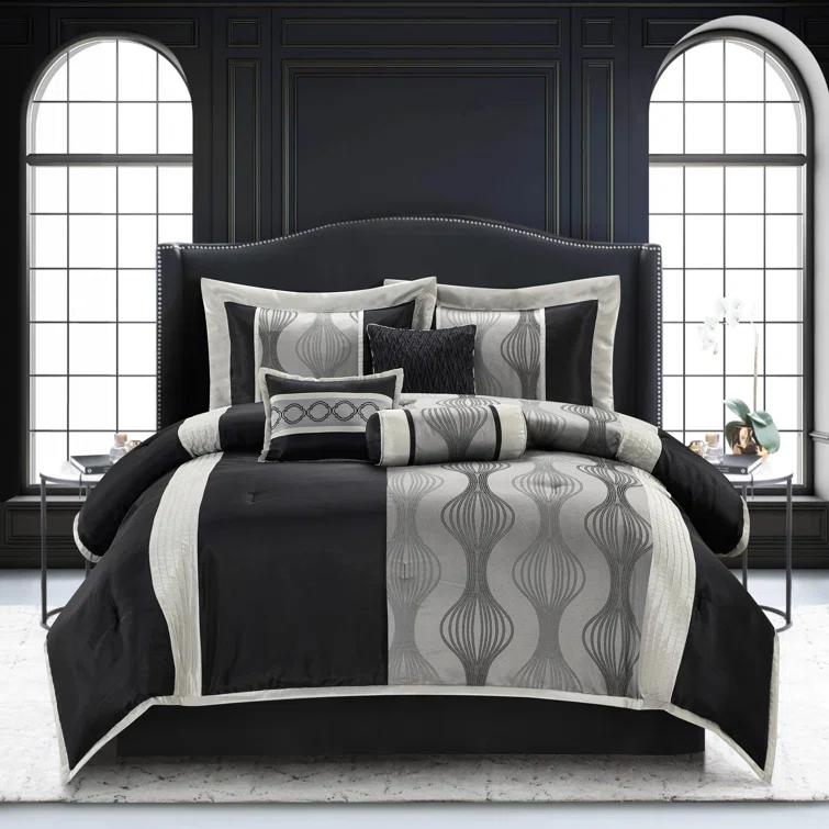 Nanshing America, Inc Kath 7 Piece Microfiber Modern & Contemporary Comforter Set