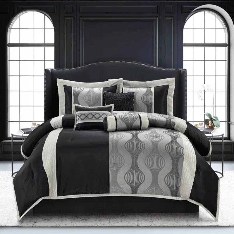 Nanshing America, Inc Kath 7 Piece Microfiber Modern & Contemporary Comforter Set