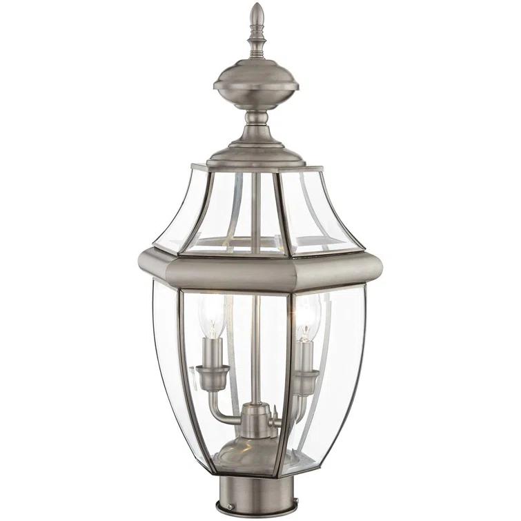 Lighting Lumens Outdoor Post Lantern Pendant with Clear Glass Shade - 2 Light Fixture