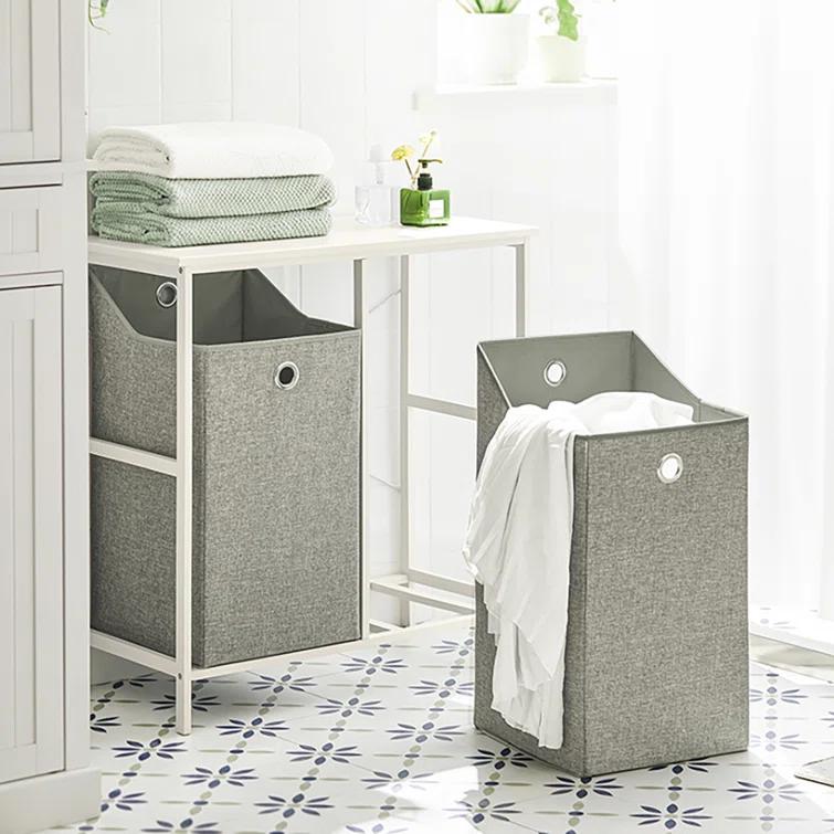 Haotian Bathroom Laundry Hamper Basket with Shelf