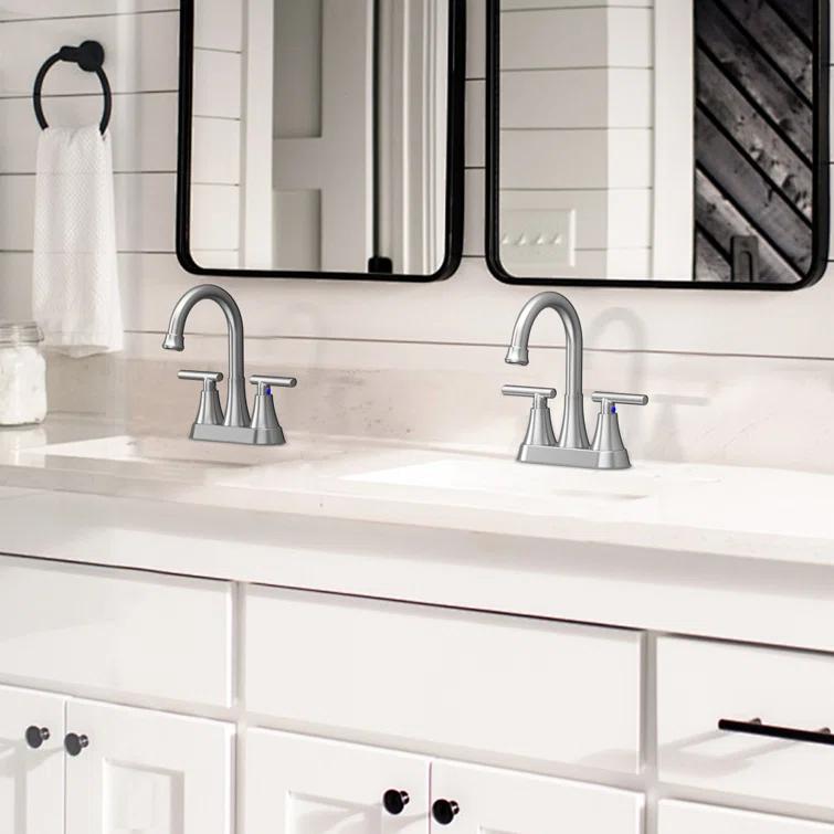 Kingtack Centerset 2-handle Bathroom Faucet with Drain Assembly BKTK0005AWDUSF