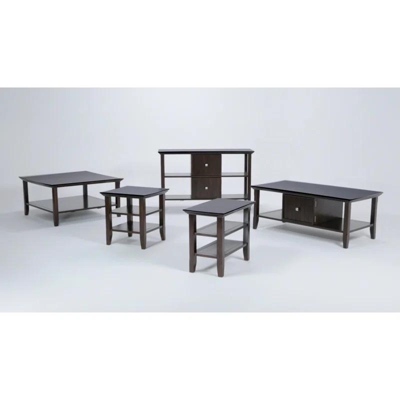 Simpli Home Acadian Solid Wood Transitional Table with Open Shelves