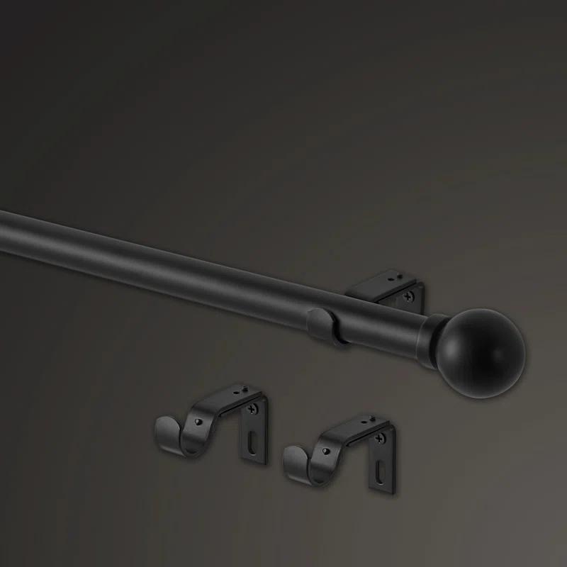 Mode Premium Collection 1 Diameter Curtain Rod Set with Modern Ball Finials and Steel Wall Mounted Adjustable Rod