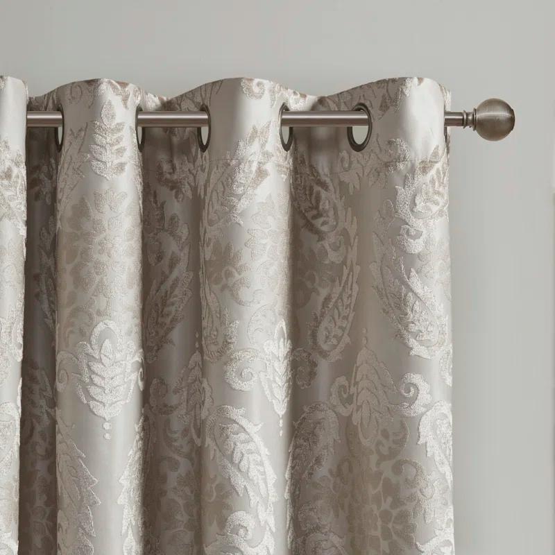 SunSmart Amelia Knitted Jacquard Paisley Total Blackout Grommet Top Curtain Panel