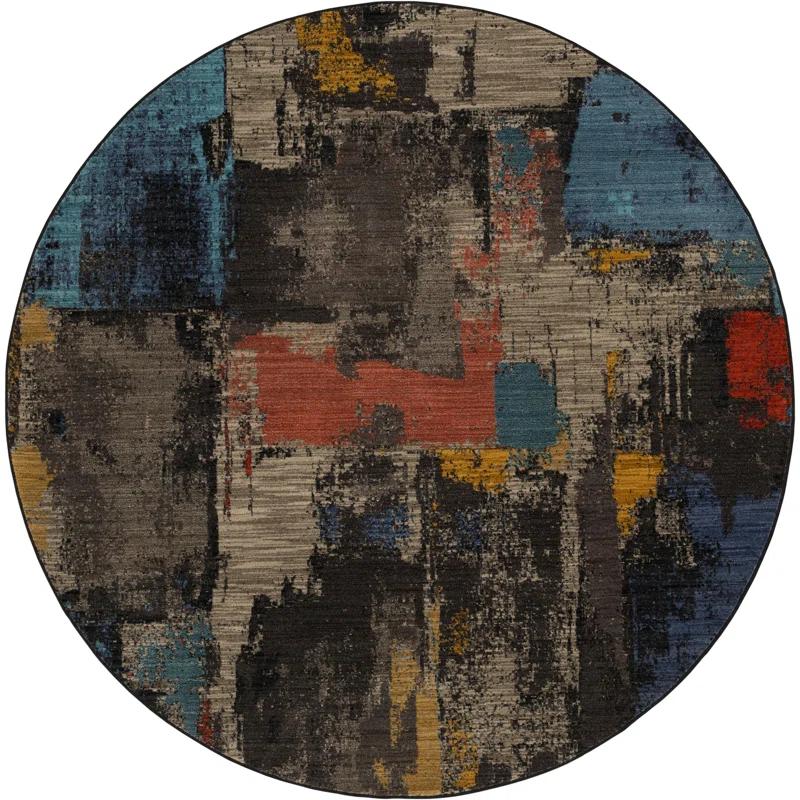 Karastan Karastan Brown/Blue/Black Modern Abstract Area Rug