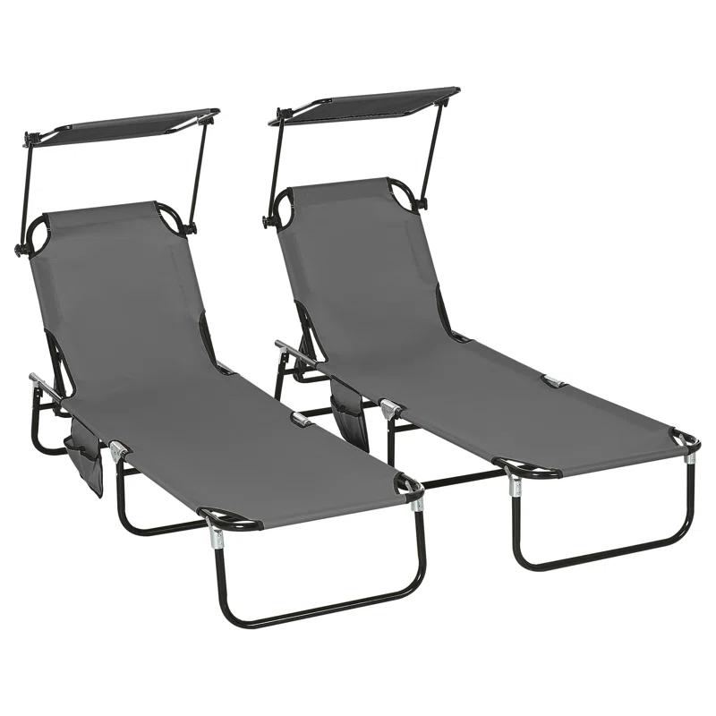 Outsunny Outdoor Metal Chaise Lounge Set (Set of 2)