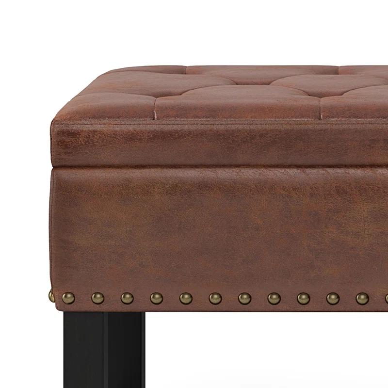 Simpli Home Lomond Faux Leather Upholstered Storage Bench