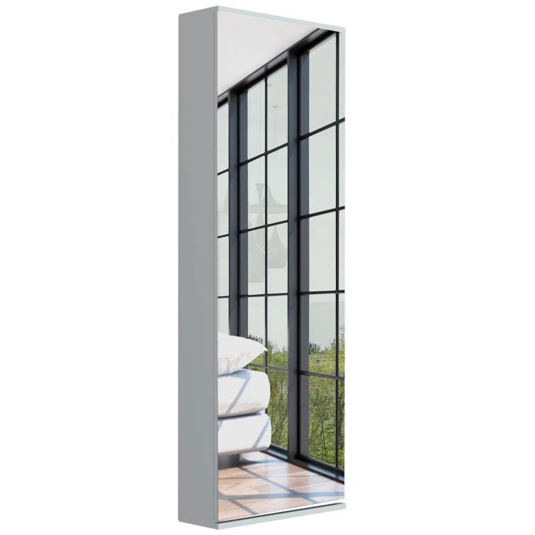 Hokku Designs Domanique Mirror Door Wall Mounted Shoe Rack, 10-Pair Capacity
