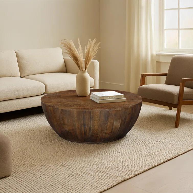 Vivenne Mango Wood Drum Coffee Table