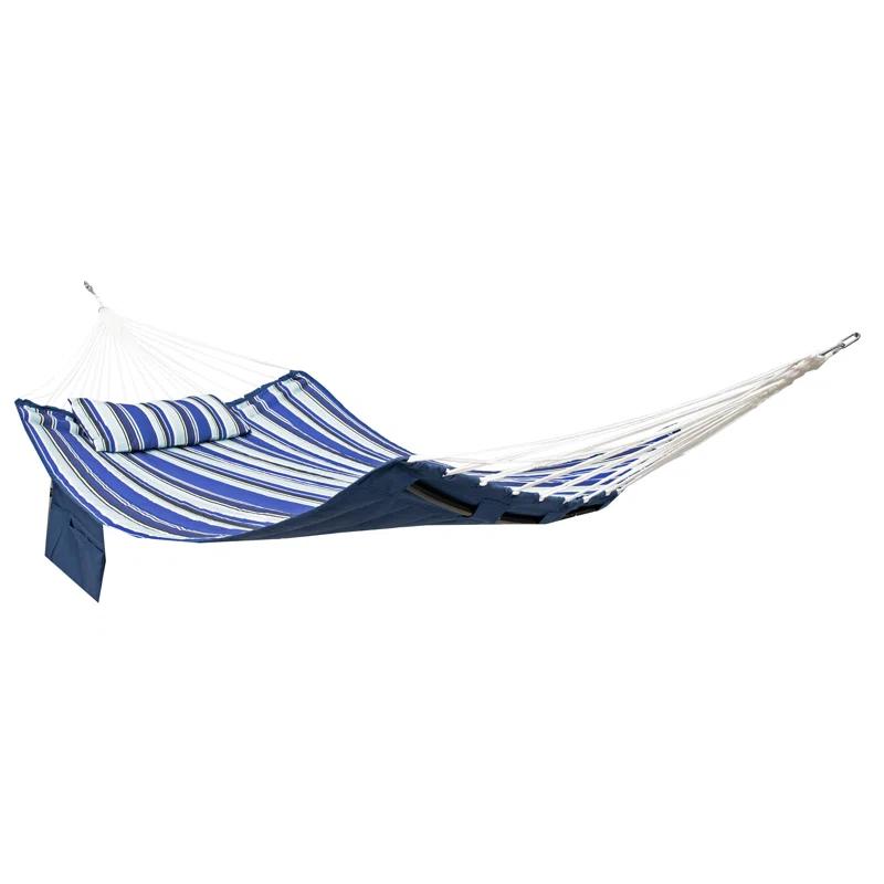 Arlmont & Co. Patrricia Quilted Polyester Curved Metal Spreader Bar Hammock with Pillow - Catalina Beach