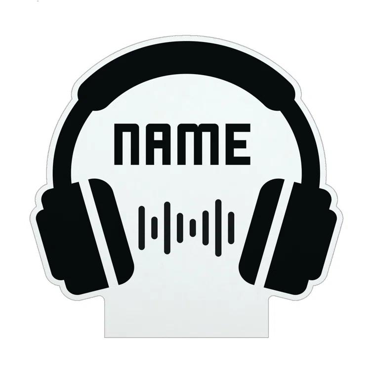 CPS Headphones LED Night Light with Custom Name Laser Engraved on Acrylic Design Insert