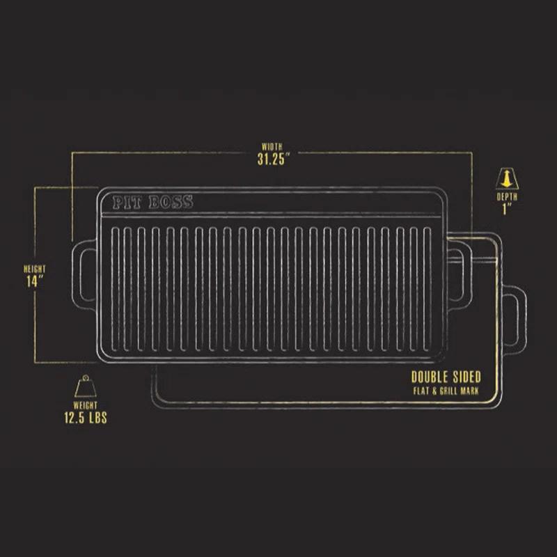 Pit Boss Pit Boss Cast Iron Rectangular Reversible Grill and Griddle Pan