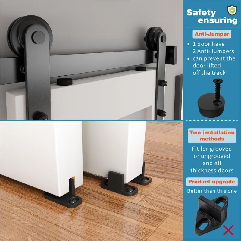Watchmen Straight Design Standard Double Track Barn Door Hardware Kit