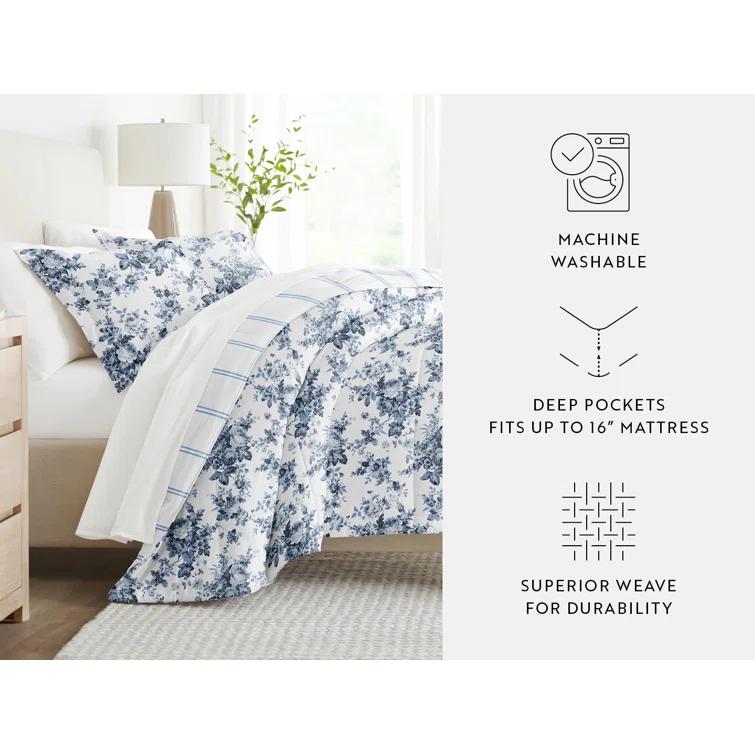 IEnjoy Home 7-Piece Bedding Bundle - Pattern Comforter and Sheet Set