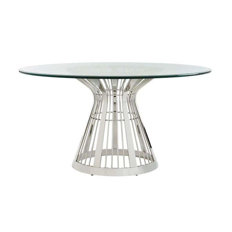 Lexington Ariana Riviera Stainless Dining Table with Glass Top