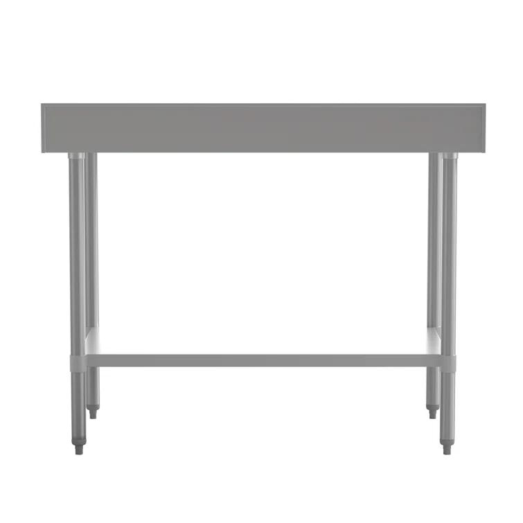Flash Furniture Commercial Stainless Steel Kitchen Prep and Work Table with Shelf and Backsplash