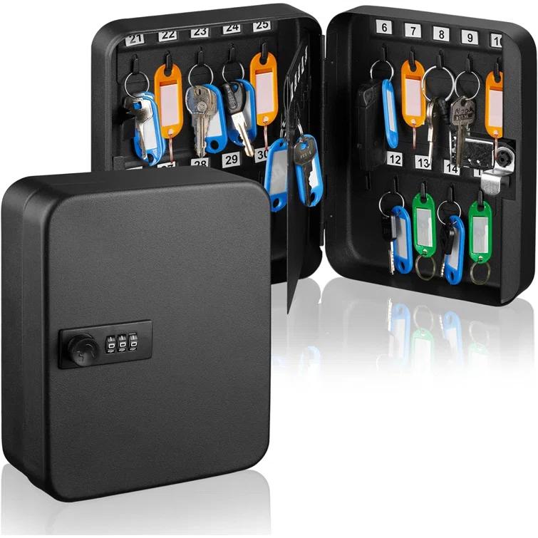 AdirOffice 30-Key Steel Secure Key Cabinet with Combination Lock (Set of 2)