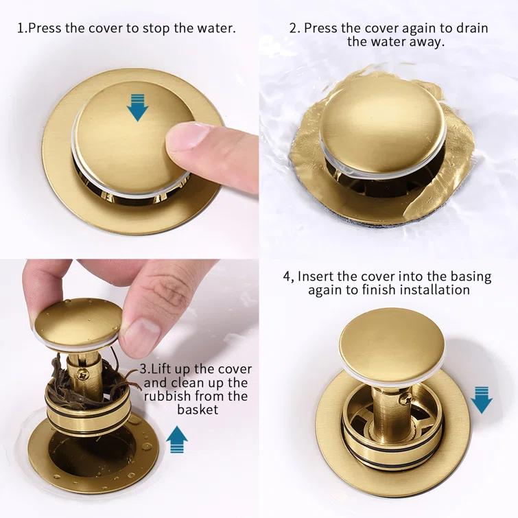 TAIFOND Pop-Up Bathroom Sink Drain with Overflow PD1P2441001BG
