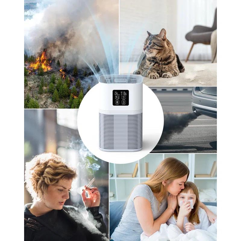 Air Purifiers For Home, HEPA Air Purifiers For Large Room Up To 600 Sq.Ft, H13 True HEPA Air Filter With Fragrance Sponge 6 Timers Quiet Air Cleaner For Pet Dander Wildfire