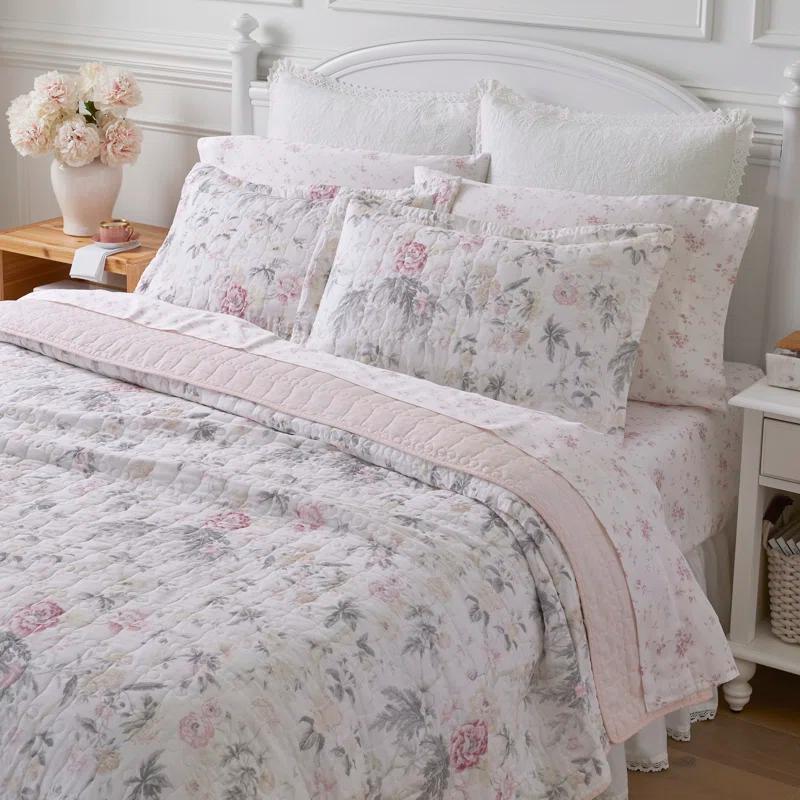 Laura Ashley Laura Ashley Breezy Floral Cotton Reversible Quilt Set