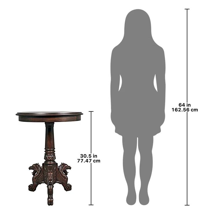 Design Toscano Heraldic Dragon Pedestal End Table