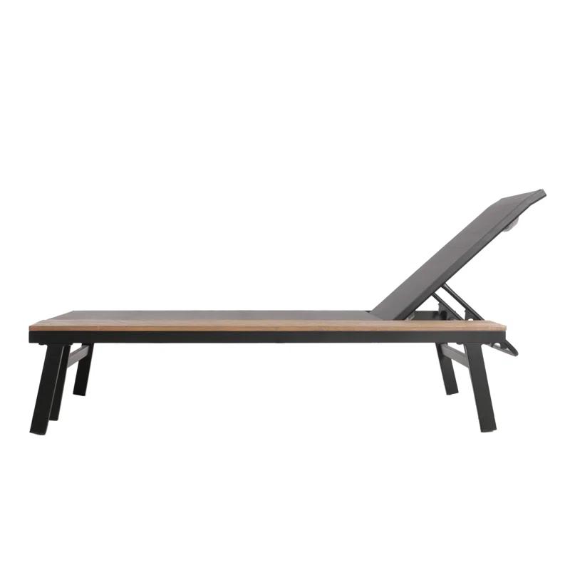 Union Rustic Absinthe Outdoor Metal Chaise Lounge Set with Table (Set of 4)