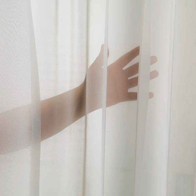Extra Wide & Extra Long Faux Silk Crep Chifon Sheer Curtain Panels (Set of 2)