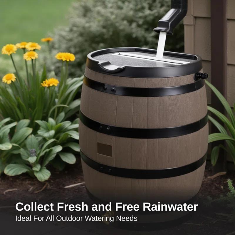 RTS Companies 55 Gallon Premium Eco Flat Back Rain Barrel with Removable Lid