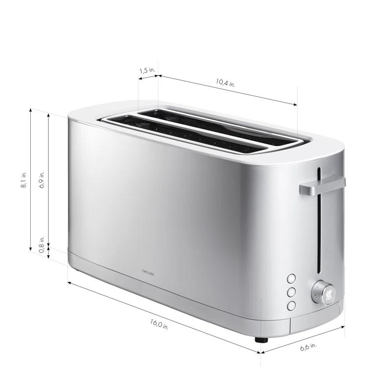 ZWILLING J.A. Henckels ZWILLING Enfinigy, 4-Slice Long Slot Toaster, Extra Wide 1.5" Slots for Bagels and Toast