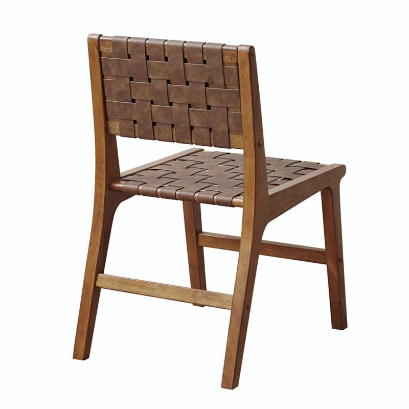 Hokku Designs Faux Leather Woven Dining Chairs Set Of 2