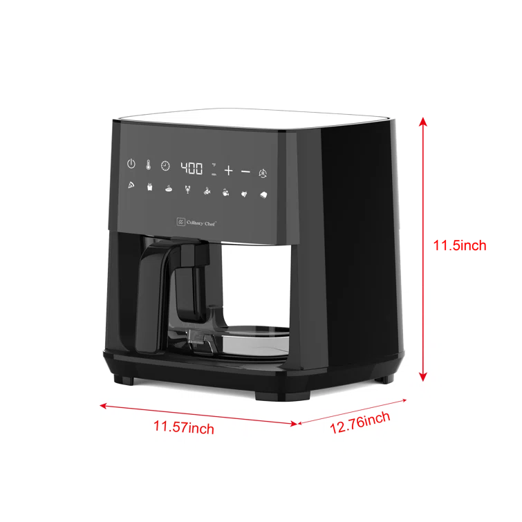Culinary Chef Culinary Chef 4.5-Quart Electric Air Fryer with Glass Basket, Adjustable Temperature, Touch Control