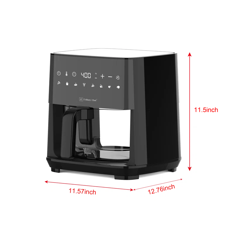 Culinary Chef Culinary Chef 4.5-Quart Electric Air Fryer with Glass Basket, Adjustable Temperature, Touch Control