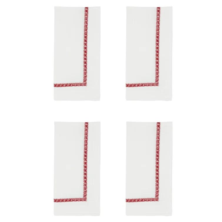 Saro Mayer Collection Polyester Embroidered Square Napkin (Set of 4)