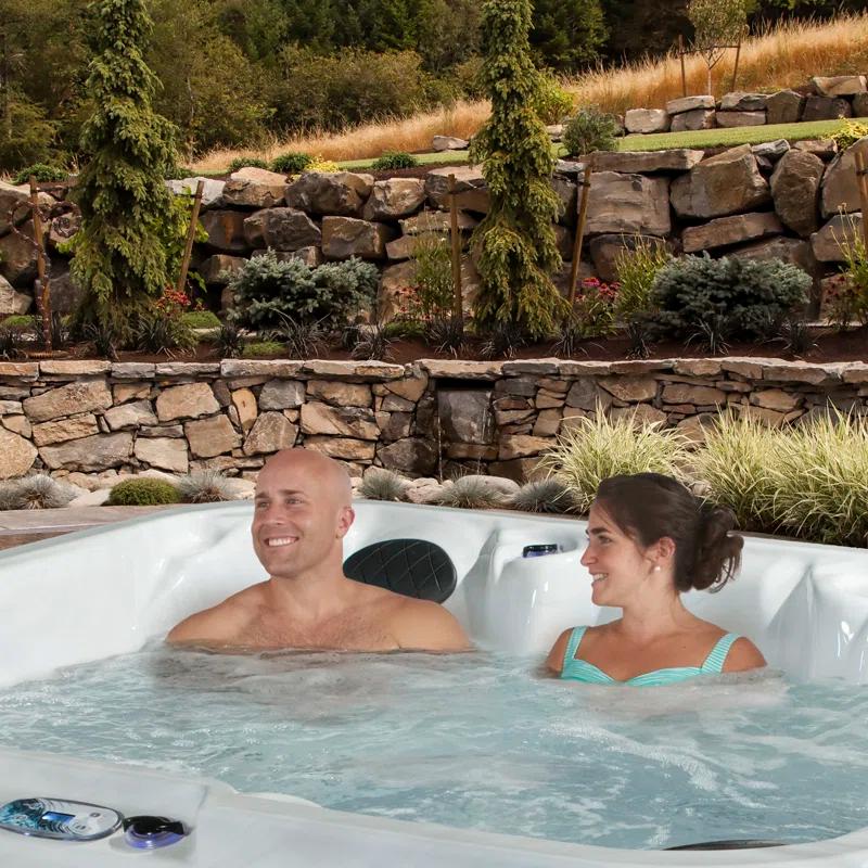 Grand Banks 5-Person 81-Jet Acrylic Lounger Hot Tub Spa, Stainless Steel Heater and Ozonator, Multi Color LED Lighting, Insulated Cover Included