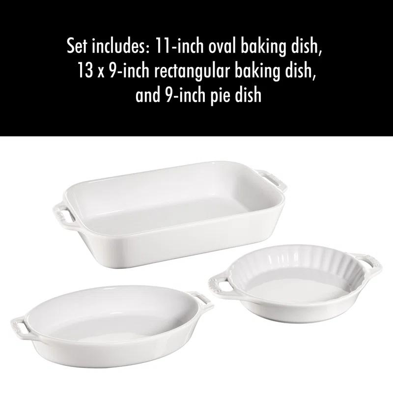 Staub ® White 3-Piece Mixed Baking Dish Set