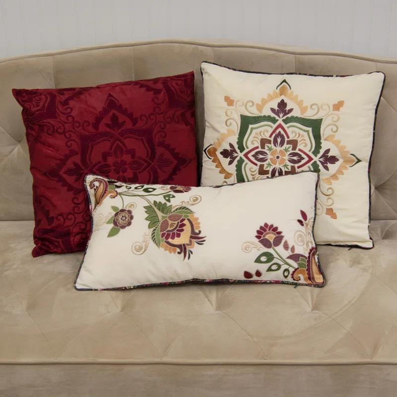 Donna Sharp Spice Postage Stamp Embroidered Reversible Throw Pillow