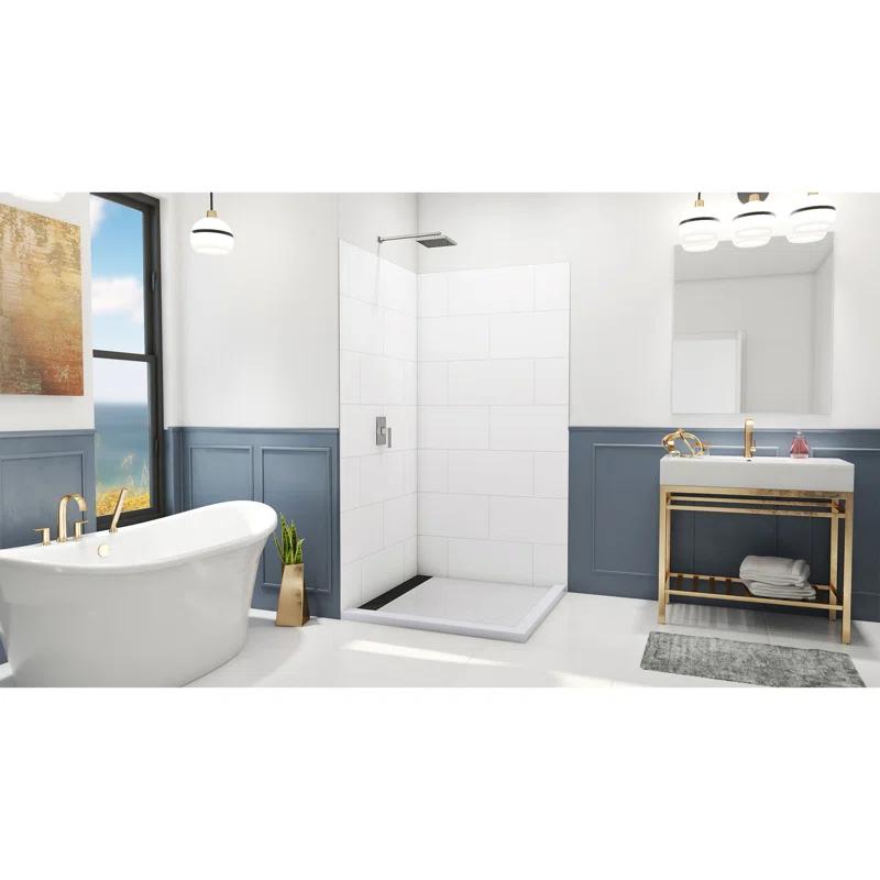 DreamLine DreamLine DreamStone 42 in. D x 42 in. W x 84 in. H Corner Shower Wall Kit in White Traditional