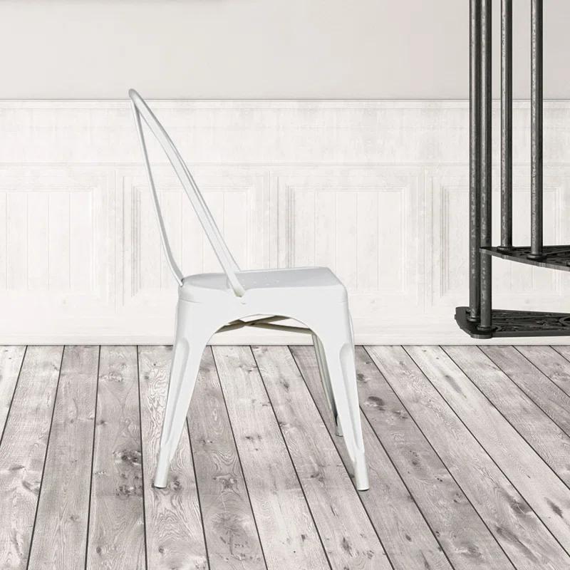 Amerivend Works 17'' H Metal Stacking Side Chair (Set of 2)
