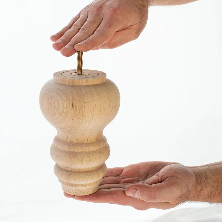 Architectural Products by Outwater L.L.C. 6 in x 4 in Solid Hardwood Round Bun Foot - 1 Piece