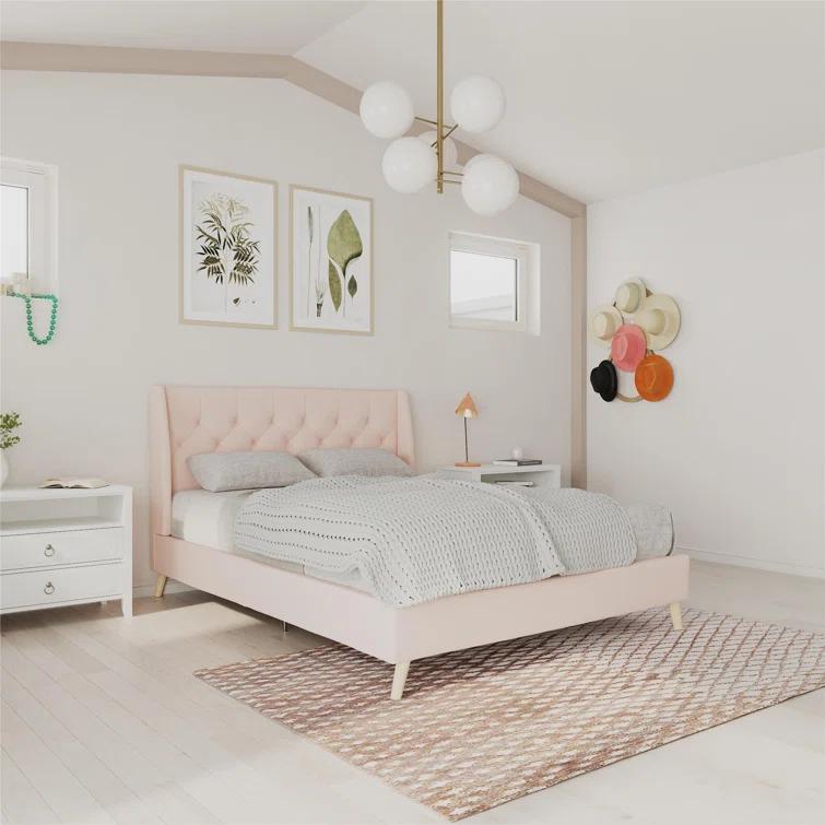 Novogratz Her Majesty Upholstered Wingback Bed