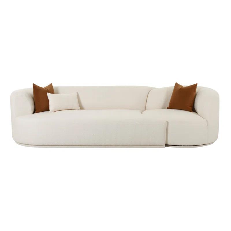 Cream Boucle Two-Piece Modular Velvet Sofa