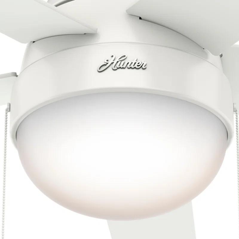 46" Anslee 5 - Blade LED Flush Mount Ceiling Fan with Pull Chain and Light Kit Included