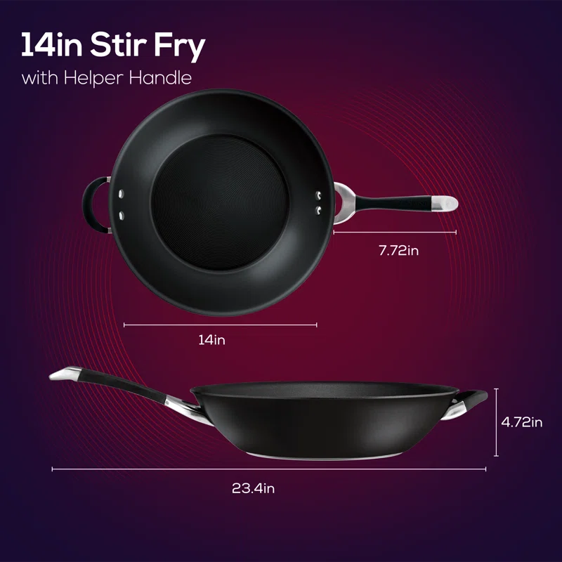 Circulon Symmetry Hard-Anodized Nonstick Induction Stir Fry Pan with Helper Handle, 14-Inch