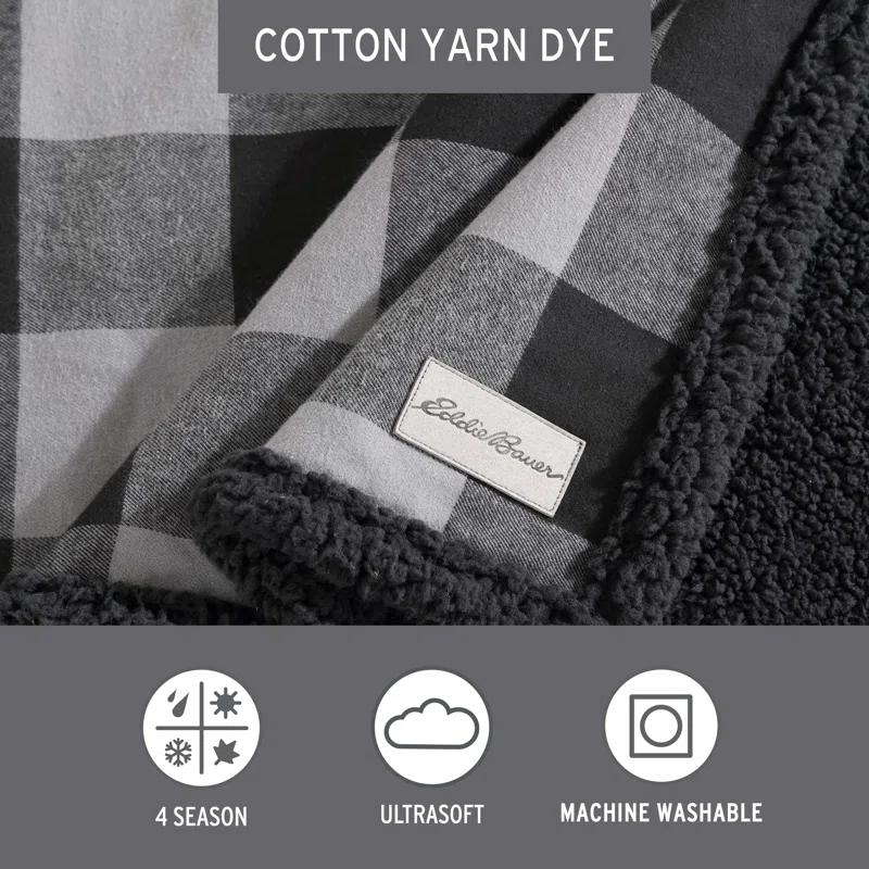 Eddie Bauer Eddie Bauer Cabin Plaid Flannel/Sherpa Throw Blanket