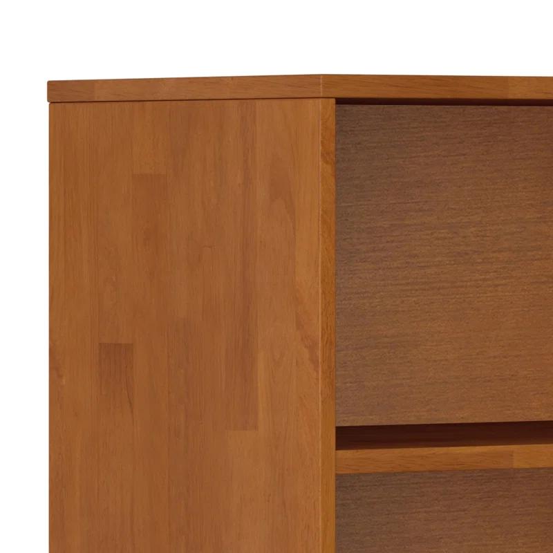 Simpli Home Harper 24"W Solid Hardwood 4 Shelf Mid-Century Modern Bookcase with Drawer and Adjustable Shelves