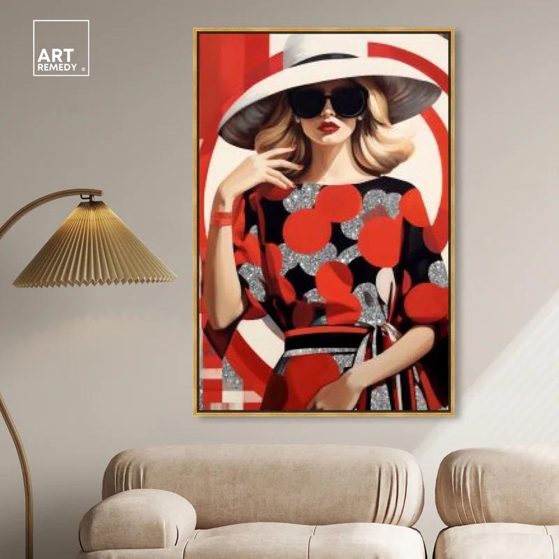 Art Remedy Stunning In Red II Canvas Retro Art Prints by Art Remedy