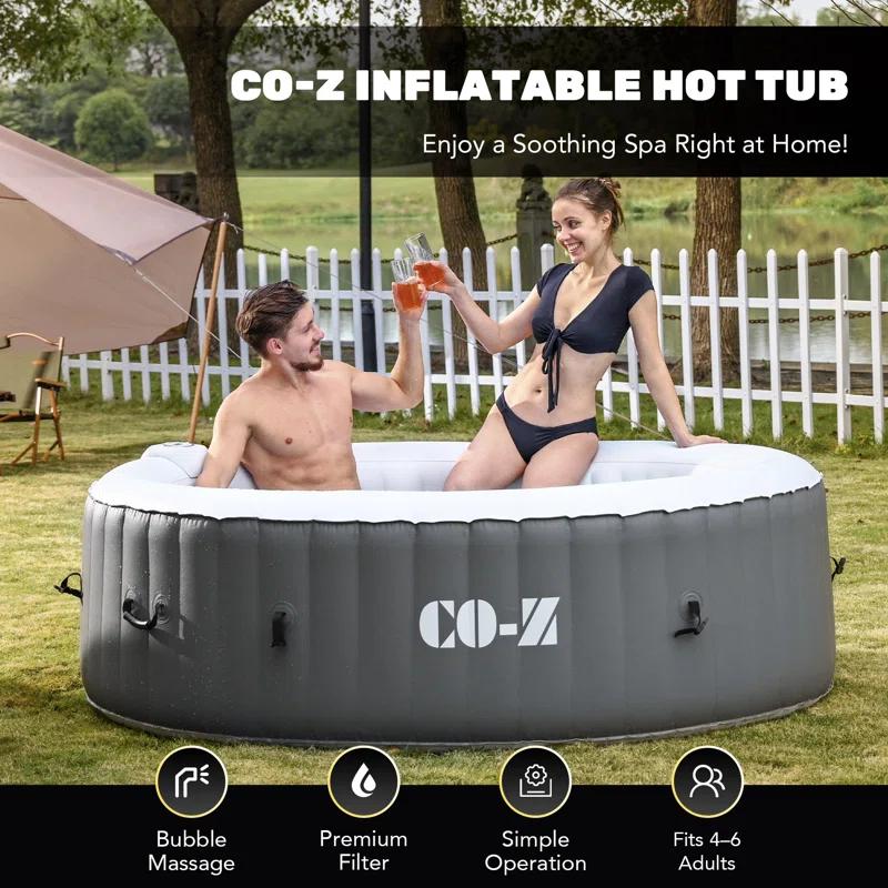 CO-Z 110 Volt 6 Person - Person 130 - Jet Vinyl Round Inflatable Hot Tub